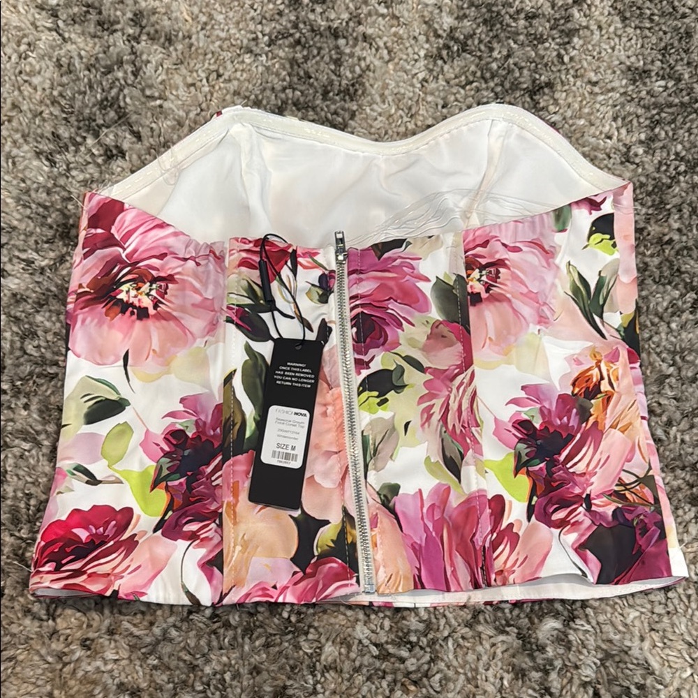 Fashion Nova Pink and Red Floral Bustier - Picture 2 of 3